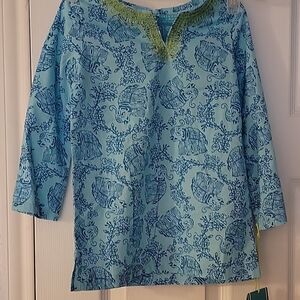 Blue Patterned Tunic Top